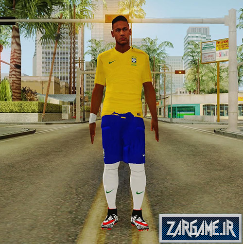 دانلود اسکین HD نیمار با لباس تیم ملی برزیل برای بازی (GTA 5 (San Andreas