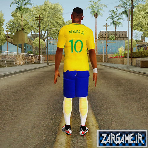 دانلود اسکین HD نیمار با لباس تیم ملی برزیل برای بازی (GTA 5 (San Andreas